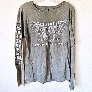 Sturgis Motorcycle Rally 2016 Angel Wings Graphic Fitted Long Sleeve T-Shirt 2X